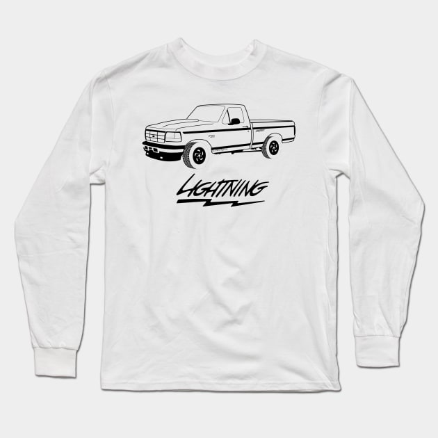 1992-1996 F150 Lightning Black Print Long Sleeve T-Shirt by The OBS Apparel